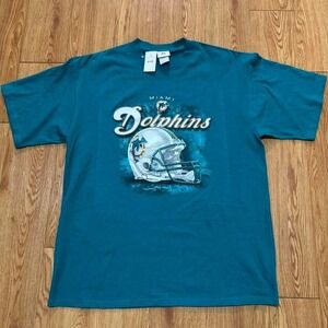 Miami Dolphins Vintage 2000s NFL Helmet Logo Teal Shirt Size‎ XL